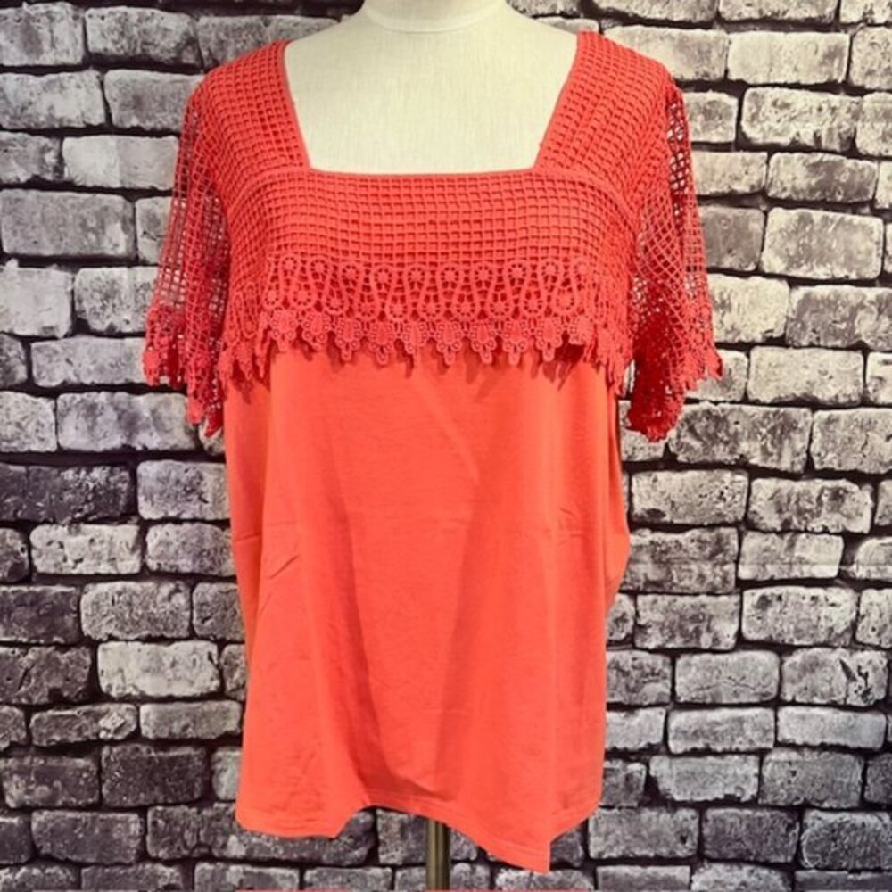 Jessica London Peach Square Neck Top Size 22/24